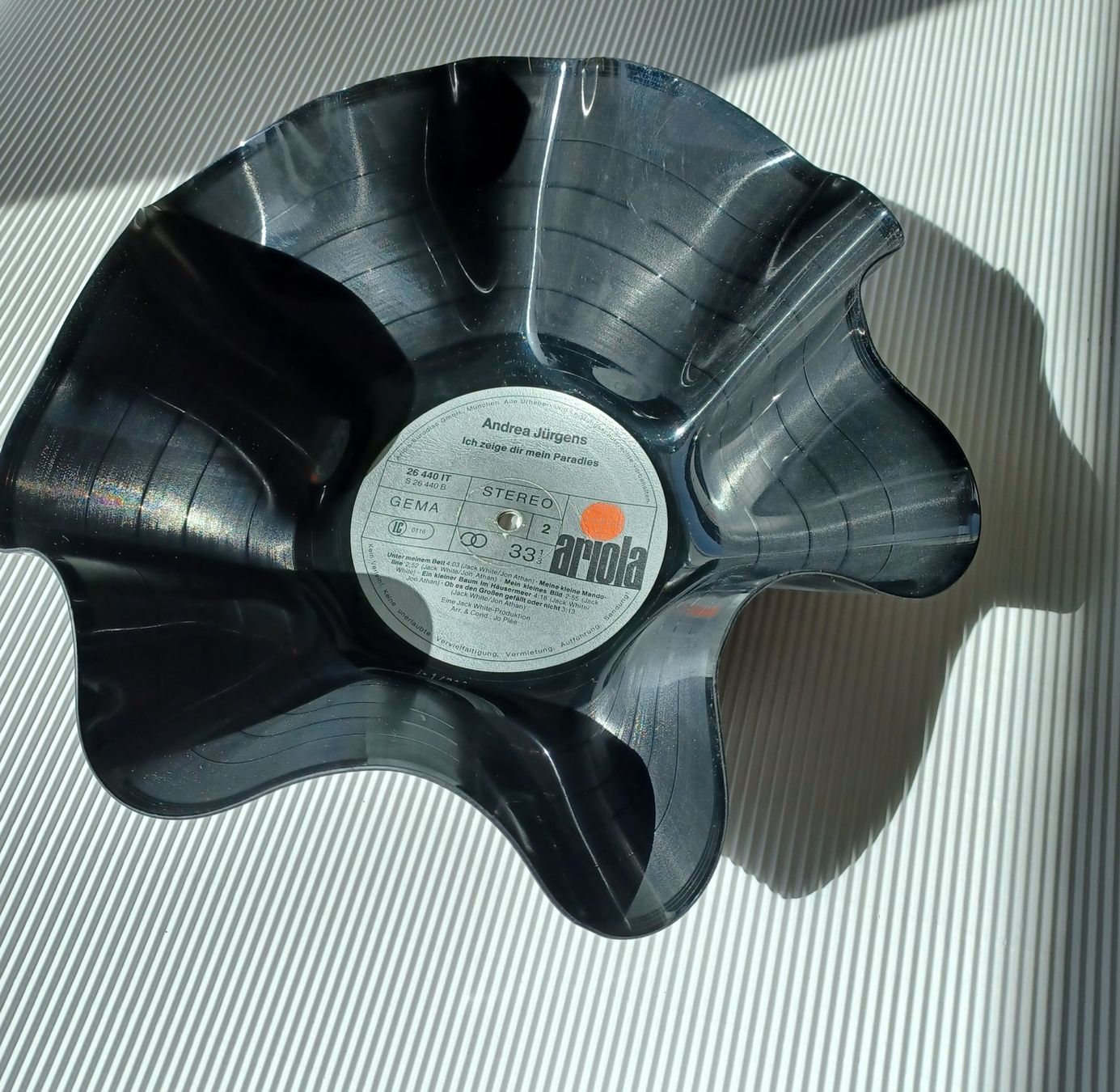 Dischi in vinile: PLATTENSCHALE aus echter Vinyl Schallplatte. – Usato da Zürich venduto da Bellabo 1