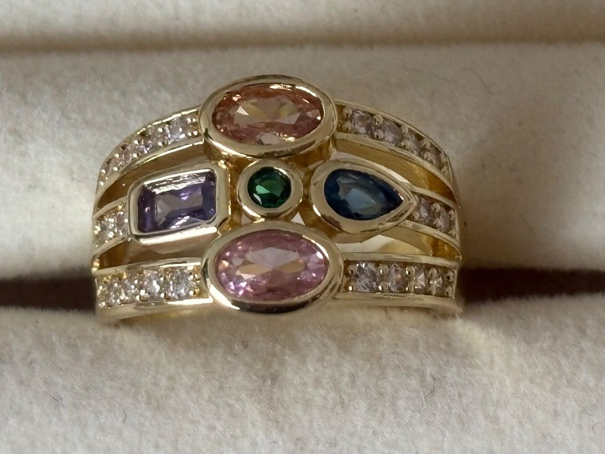 Anelli: Luxus Elegante Gr.19/9 Ring Farbe: Gold/Multicolore – Nuovo (secondo la descrizione) da Biel-Bienne venduto da Roserosse13