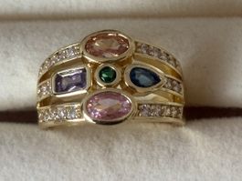 Luxus Elegante Gr.19/9 Ring Farbe: Gold/Multicolore