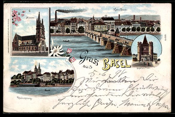 Cartes postales: Litho Basel, Spalen-Thor, Münster, Rhei – D'occasion à Berlin par bartko-reher