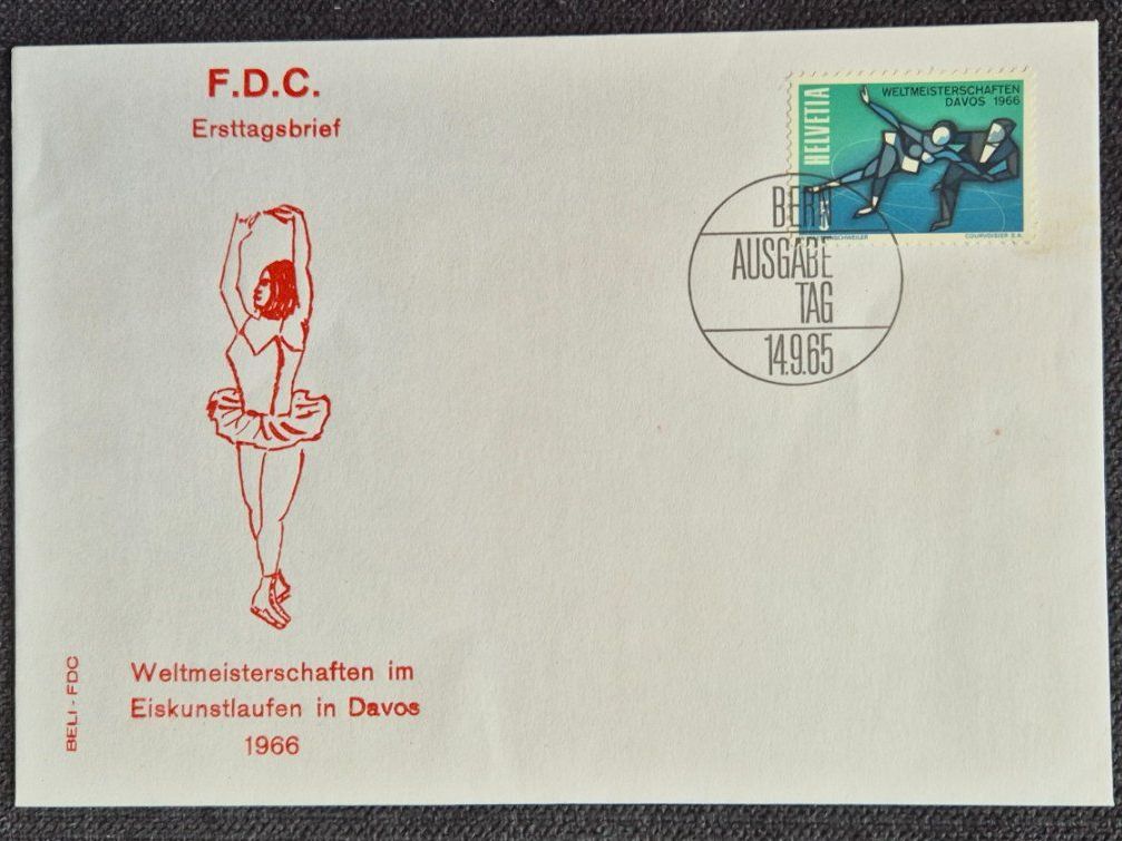 Tutti i francobolli: 3x FDC Eiskunstlauf Weltmeisterschaften Davos 1966 14.9.65 – Usato da Horw venduto da mi.ba