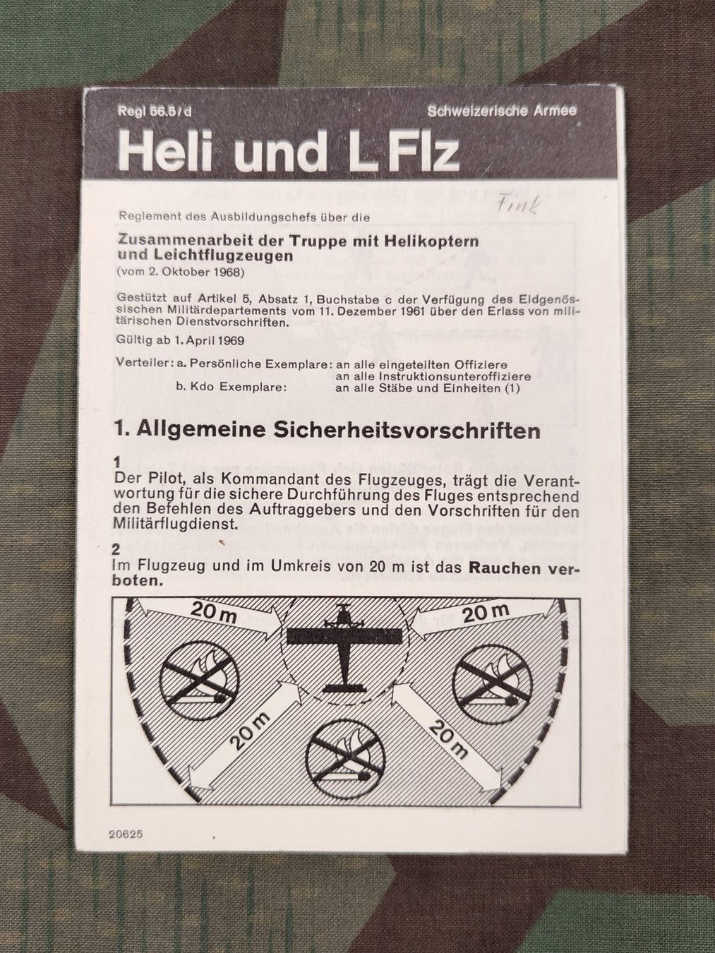 Schweizer Armee Uniformi: Reglement 56.5 d, Heli und L Flz, 1969 – Usato da Bauma venduto da SwissMilitaria
