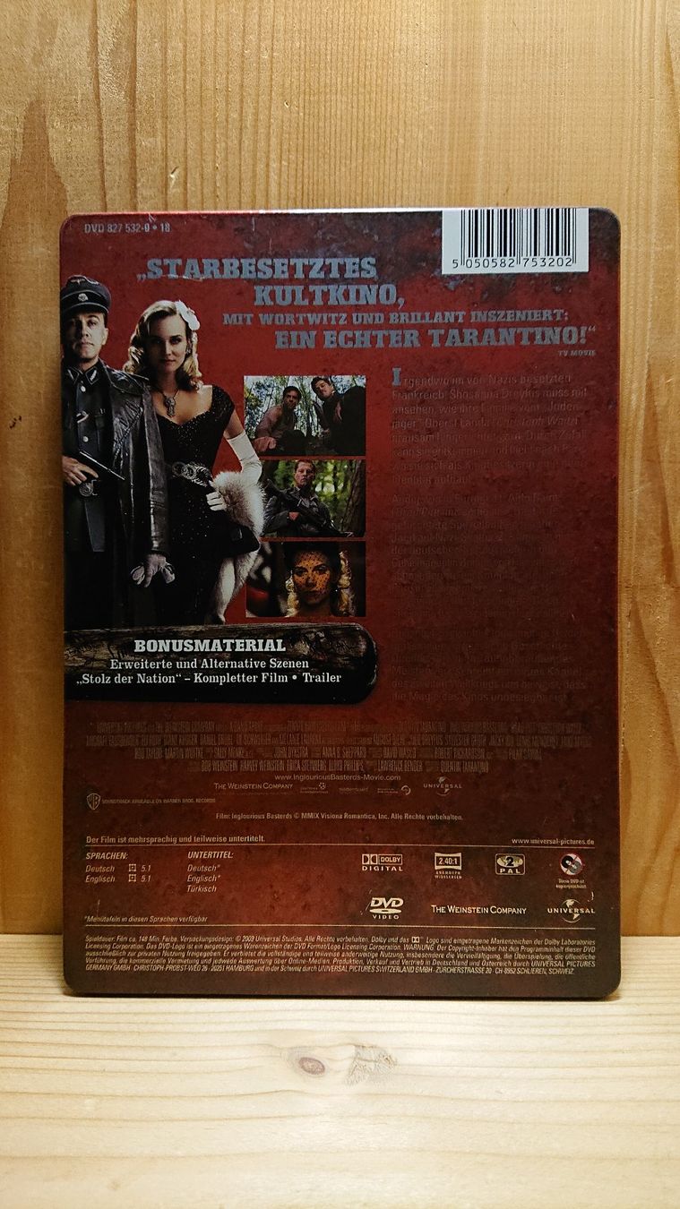 Alle DVDs: INGLOURIOUS BASTERDS DVD Steelbook – Gebraucht aus Wilderswil von Exebub 1