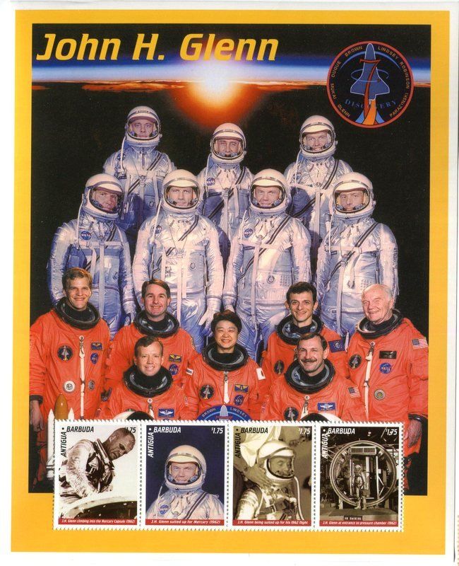 Alle Briefmarken: Block "Raumfahrt. John Glenn". Antigua und Barbuda – Neu und originalverpackt aus Basel von Butsch5