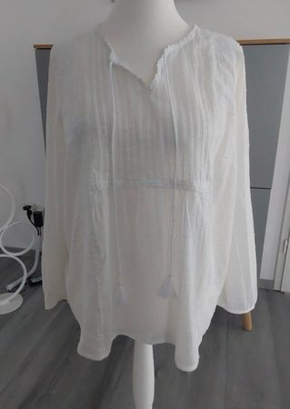 ANISTON weisse Tunika/Bluse mit Stickereien Gr 46