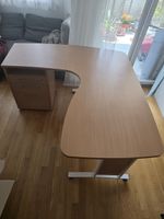 Eckschreibtisch mit Container Buche hell L Form