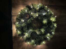 LED Adventskranz Tannenkranz Weihnachtsdeko batteriebetri...