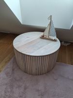 Beistelltisch mit Stauraum rund Holz hell 70cm Durchmess
