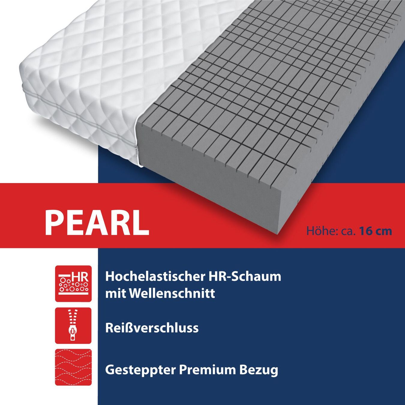 Materassi: Matratze 140x200 PEARL - H4 - 16cm – Nuovo e nell'imballaggio originale da Wallenwil venduto da toesstal-vertrieb 3