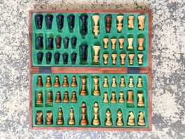 Schach Schachspiel aus Holz, Figuren DOPPELT (für 2 Spiele)