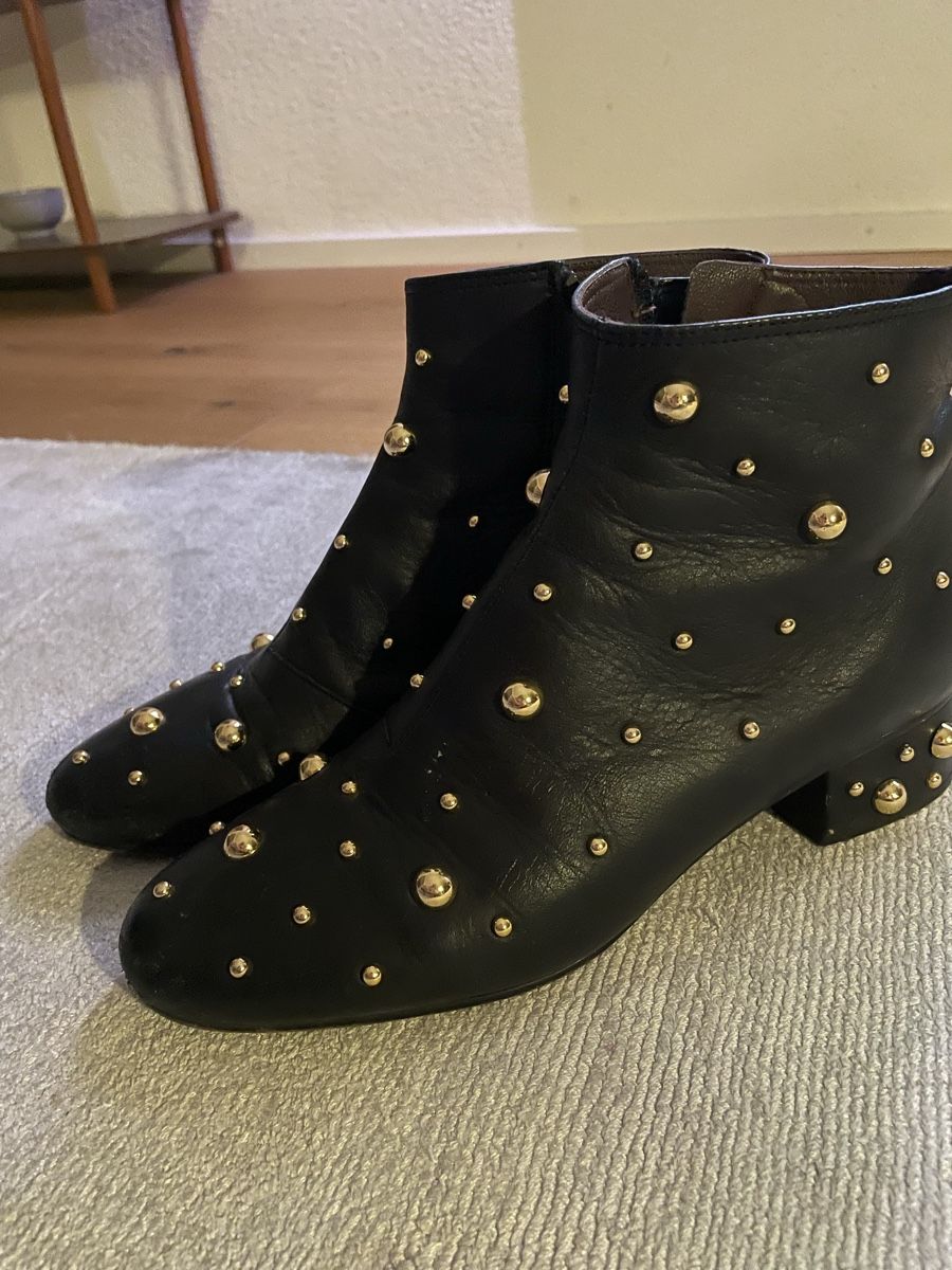Damen Stiefeletten Schwarz Gold