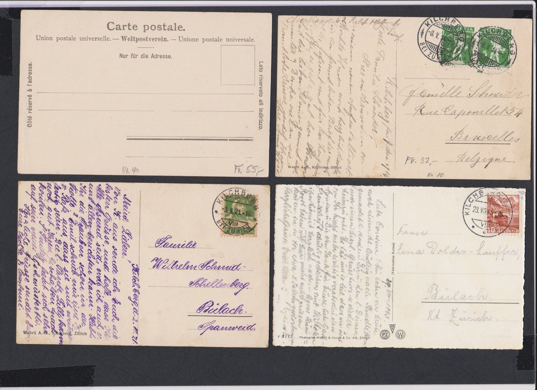 Cartoline postali: Kilchberg  ZH   :   4 alte Ansichtskarten – Usato da Vitznau venduto da Ropaku 1
