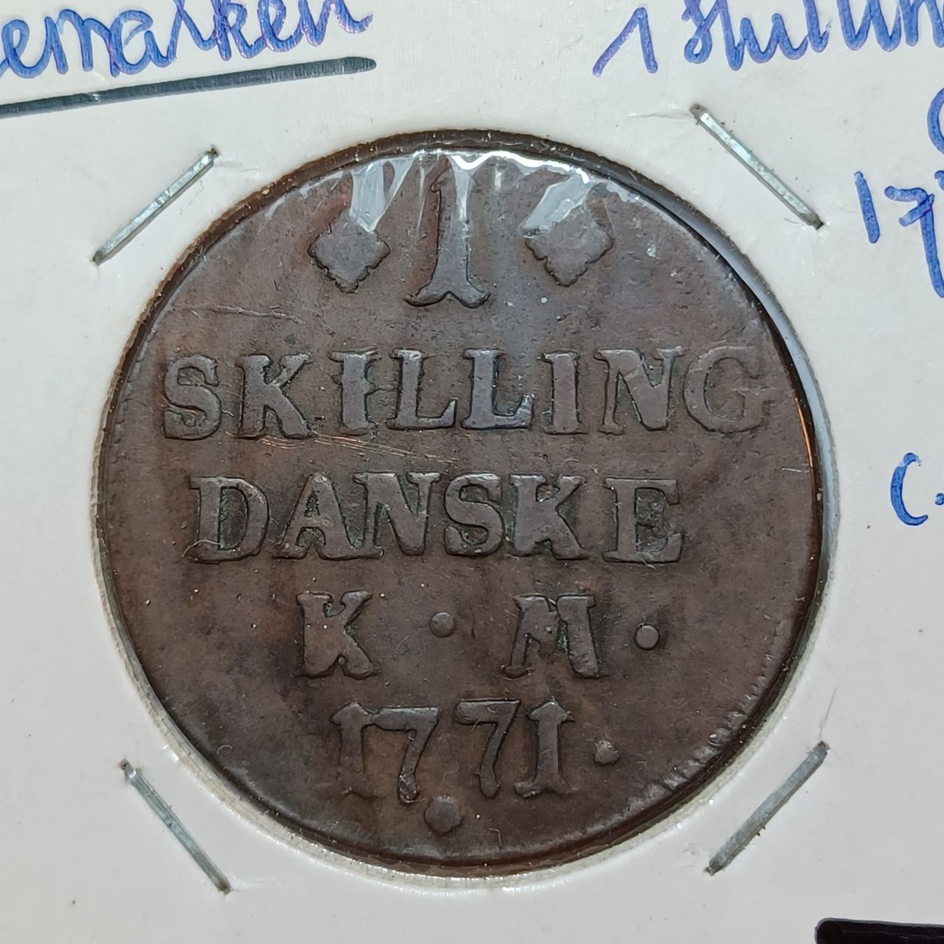 Tutti le monete: 1 Skilling 1771 Dänemark – Usato da Pfäffikon ZH venduto da Welt_Muenzen