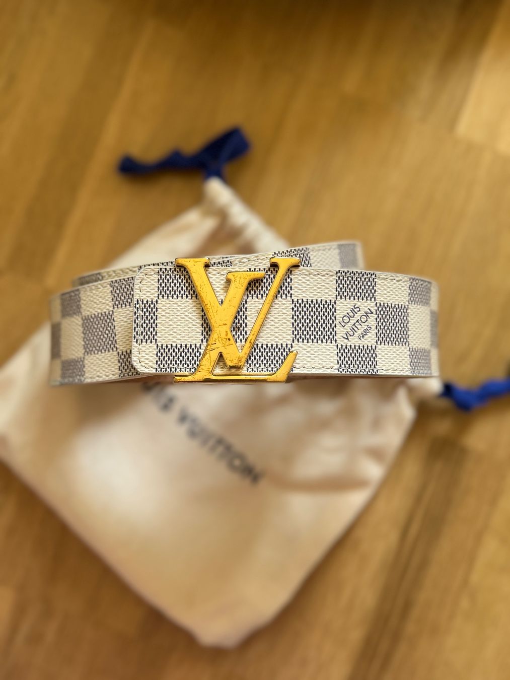 Louis Vuitton Cinture: Louis Vuitton Damier Azur Gürtel – Usato da Riehen venduto da karolina3 4
