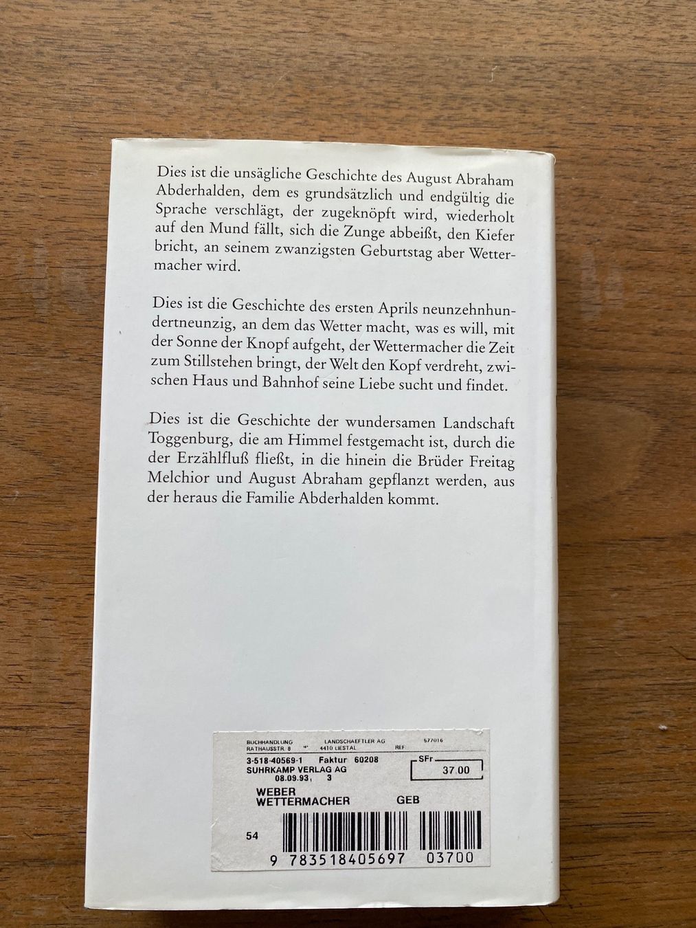 Libri: Peter Weber Der Wettermacher EA 1993 – Usato da Zürich venduto da 2013tg 1