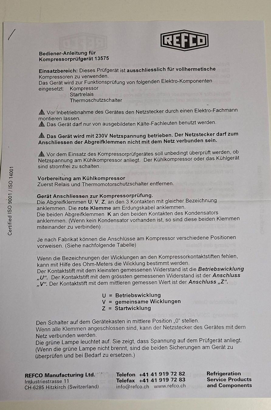 Refco Misurare: Refco Kompressoren-Prüfgerät – Nuovo (secondo la descrizione) da Waldkirch venduto da musikpaulchen64 3