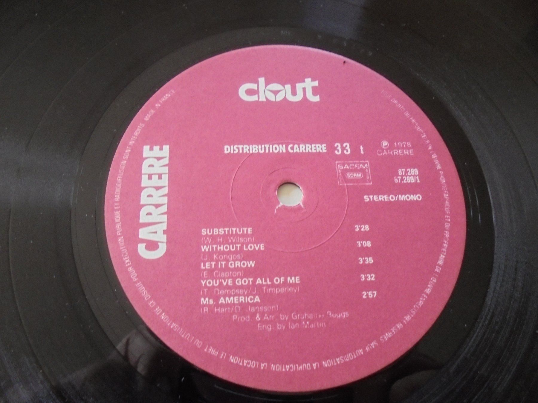 Dischi in vinile: CLOUT " Substitute " LP France 1978 – Usato da Crissier venduto da Promopost 2