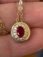 Luxus Elegante Zirkonia Kette Farbe : Gold/Rot/Weiss