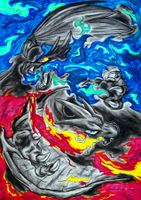 Anime Leinwandbild 80×60 cm / Glurak Fanart - Kunstdruck