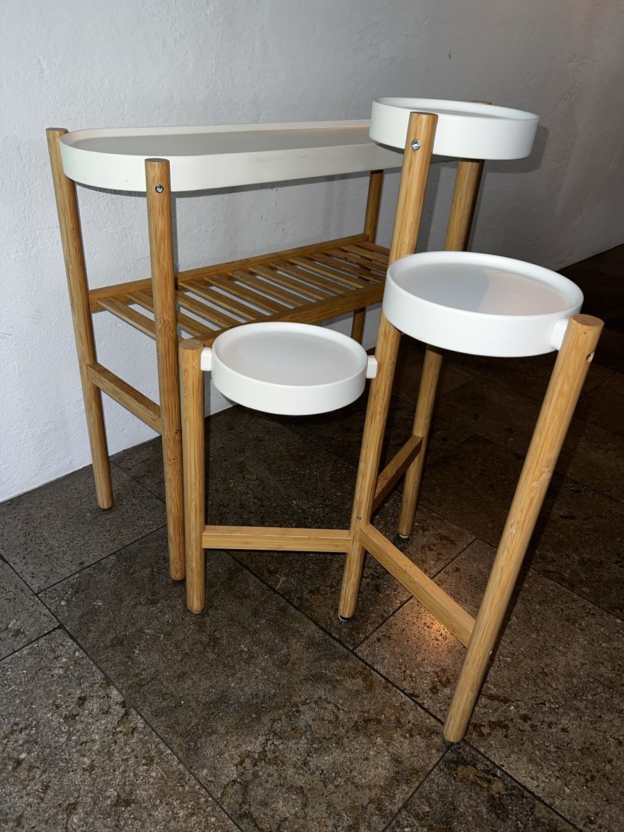 Ikea Scaffali: 2x IKEA SATSUMAS Blumenständer, Bambus/weiss – Usato da Gockhausen venduto da MariusWeber 2