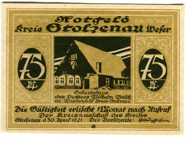 Banconote: Notgeld "75 Pfennig. Stolzenau 1921" – Usato da Basel venduto da Butsch5
