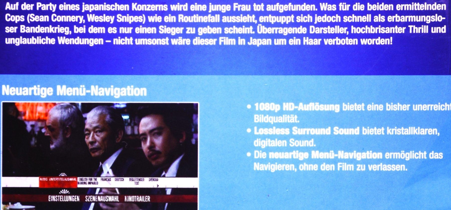 Tutti i DVDs: DIE WIEGE DER SONNE / BLU-RAY / SEAN CONNERY - WESLEY SNIPES – Nuovo (secondo la descrizione) da Luzern venduto da piro12 2