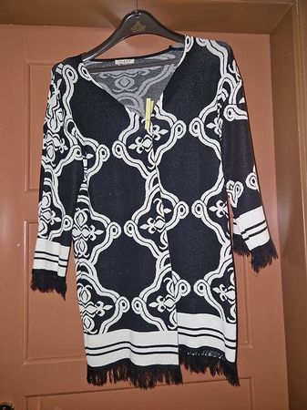 Cardigan lungo Azara Paris nero e bianco
