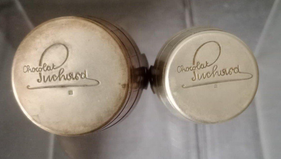 Sonstiges Geschirr: Chocolat Suchard - 2 x pot metal / Vintage – Gebraucht aus Le Locle von borgespatricia 1