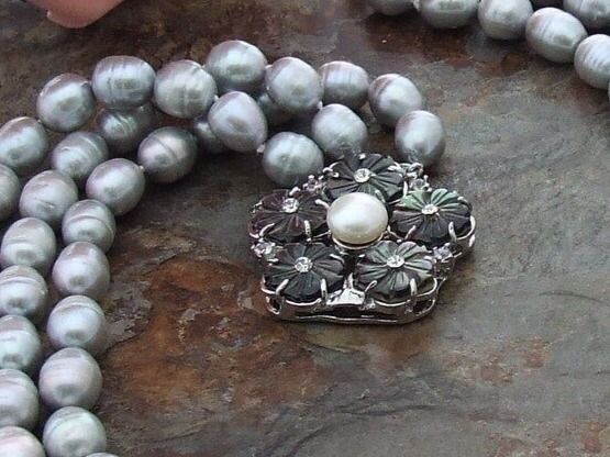 Ketten: Blume Lua Grau Perlen Kette Echt 1cm Collier Perle Halskette – Neu (gemäss Beschreibung) aus Prilly von ilyria73 5