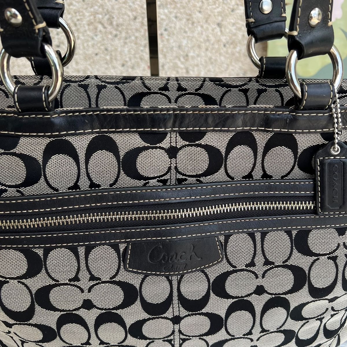 Coach Borse da donna: Coach Tasche Monogram Canvas Leder schwarz beige, Schoolbag – Usato da Eggenwil venduto da CNSRVINTAGE 5