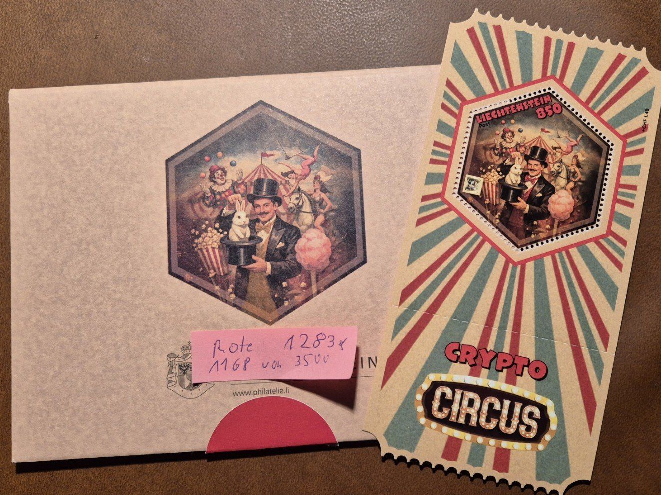 Tutti i francobolli: Crypto Circus "Der Zauberer Rot", mit rotem "Zirkuszelt" – Nuovo (secondo la descrizione) da St. Moritz venduto da Guenteratch