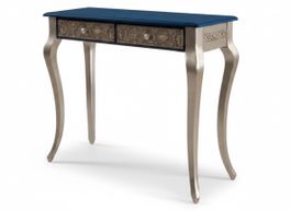 ✨ Blau-Silberner Beistelltisch | Handveredelt | Upcycling