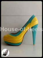 Escarpins Wilady 36 talon 12cm plateau 3cm simili-cuir bicol