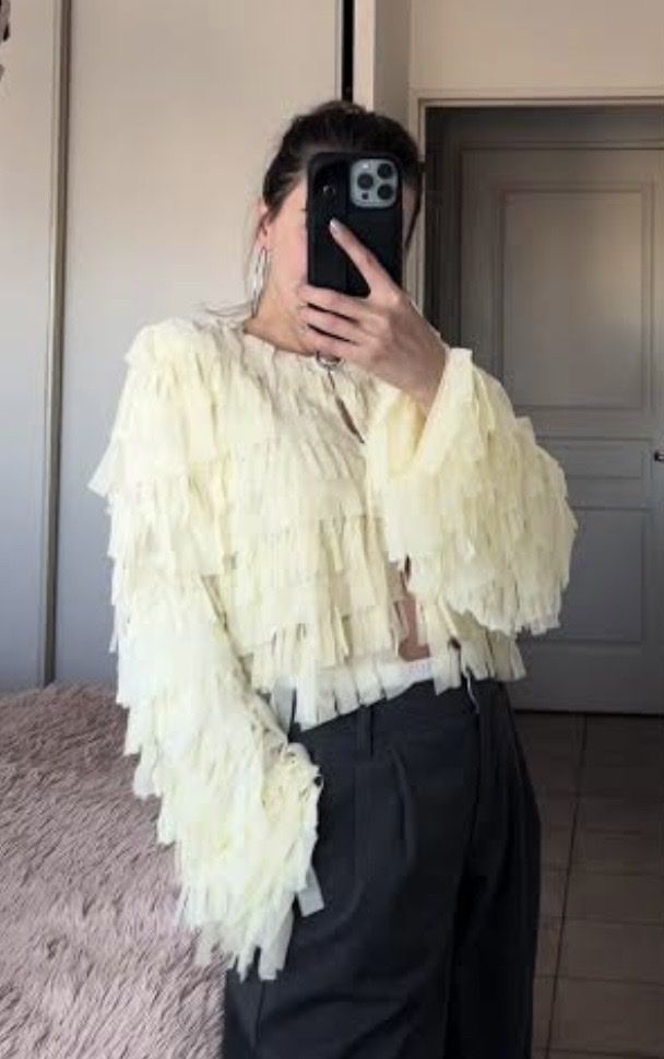 Zara Giacche: Zara Fransen Jacke, Vanilla – Usato da Baden venduto da Tiffany6878 9