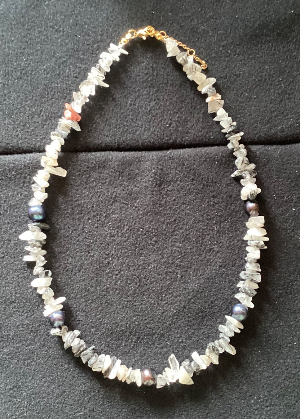 Catenine: Heilstein Splitterkette: Rutilquarz + echte schwarze Perlen – Nuovo e nell'imballaggio originale da Laax venduto da kri_95f5 2