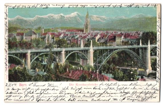 Cartoline postali: Relief-AK Bern, Kornhausbrücke, 1904 – Usato da Berlin venduto da bartko-reher