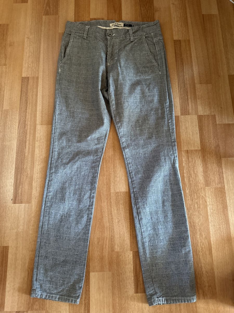 Please Jeans Pantaloni: Please Hose, Gr. S, Grau-kariert einf. Bundweite 37 cm – Usato da Wald AR venduto da Jakusi95