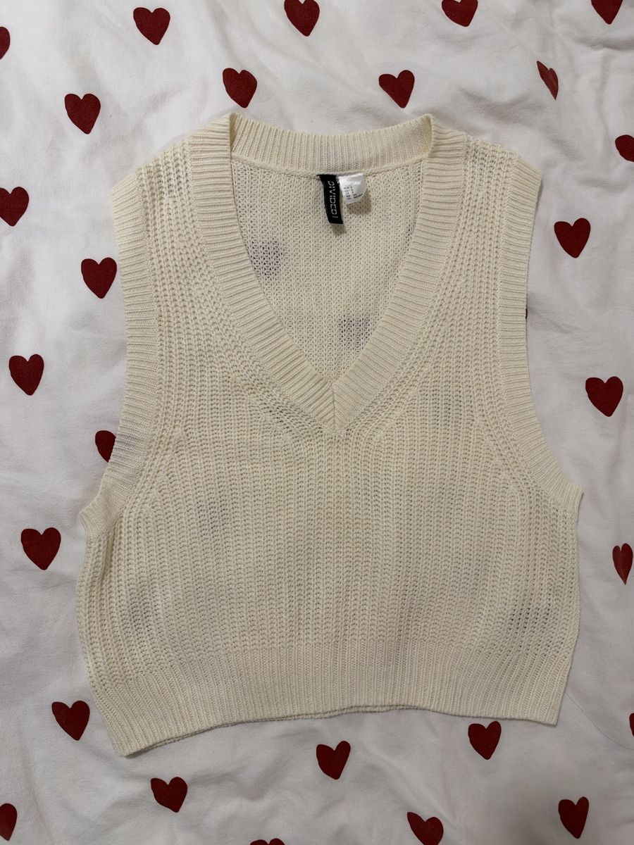 H&M Gilets: H&M Strickweste weiss – D'occasion à Root par meower_ 1