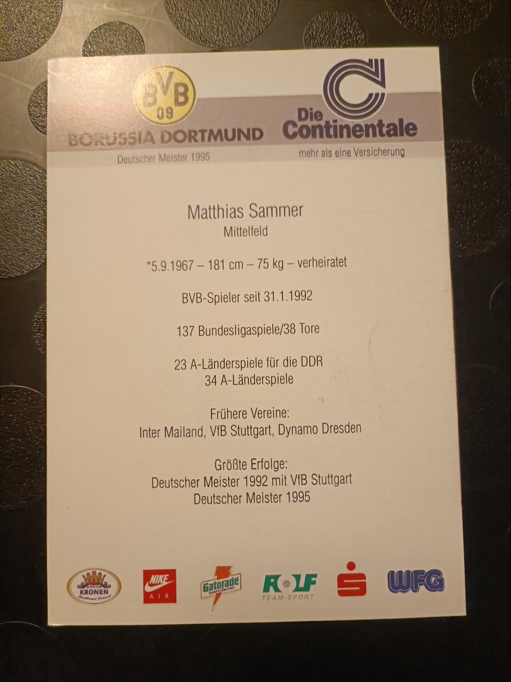 Autografi: Matthias Sammer - BVB 95/96- Borussia Dortmund – Usato da Menziken venduto da Artographs 1