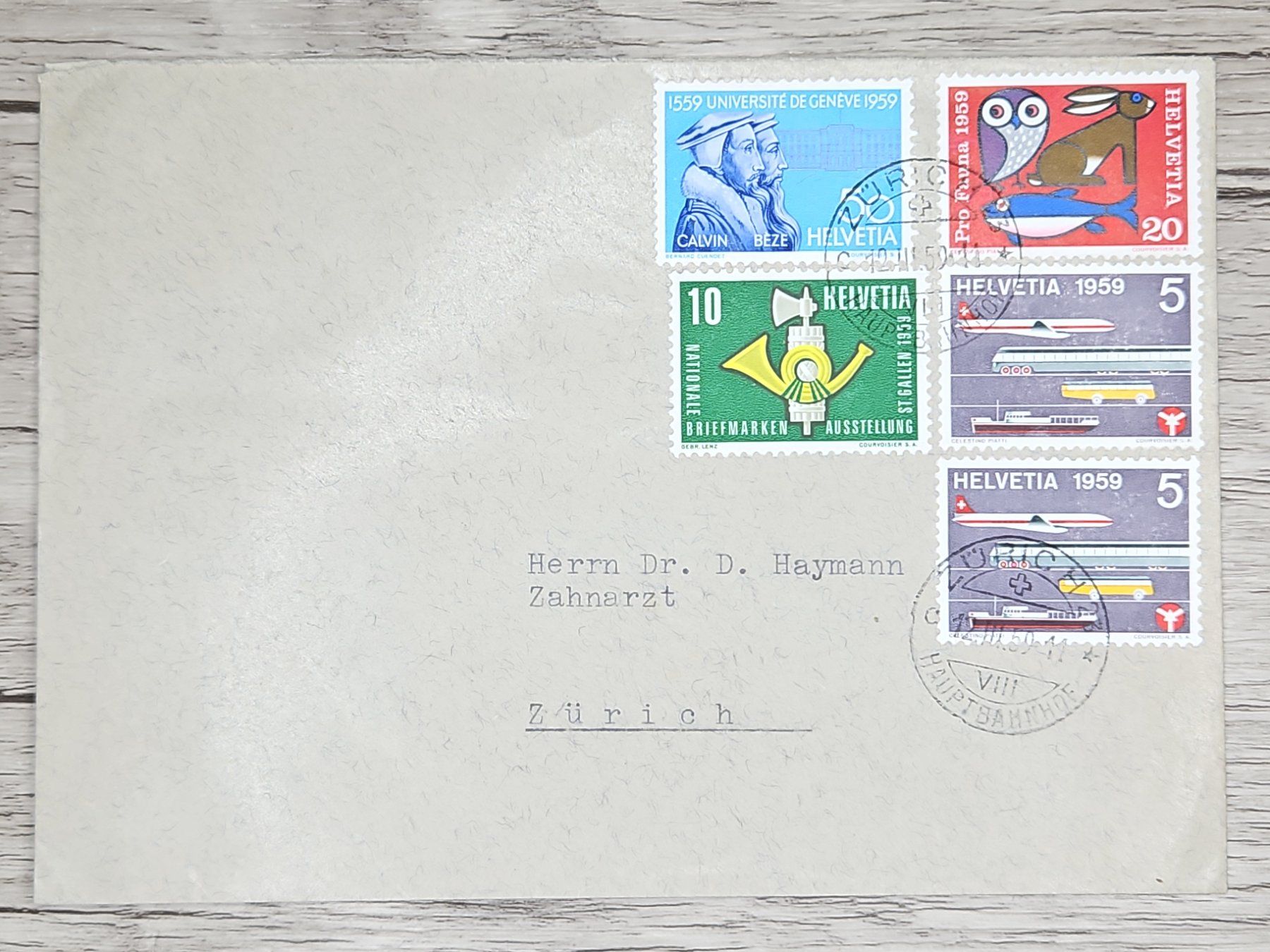 Alle Briefmarken: CL01 Enveloppe + Timbre Suisse 1959 – Gebraucht aus Cousset von Patrick_Collections
