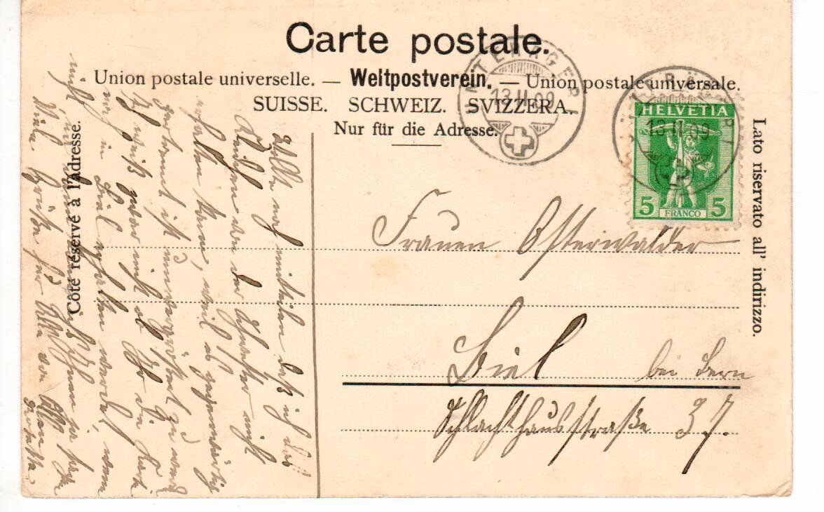 Ansichtskarten: Unter - Aegeri 1909 – Gebraucht aus Wolhusen von Curver9 1