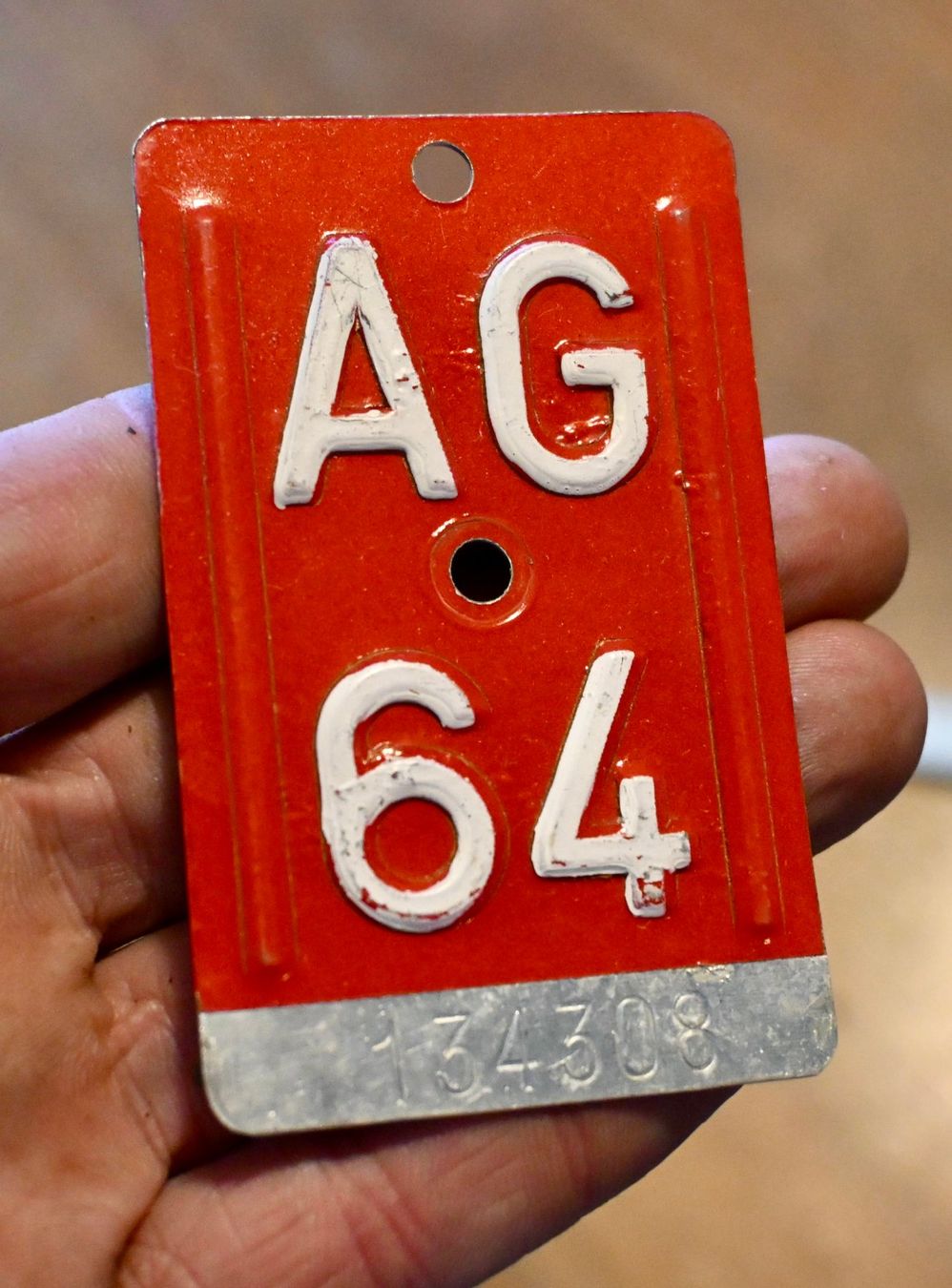 Insegne: Velonummer AG von 1964 - Aargau - AG 64 – Usato da Pfaffhausen venduto da mono_rec 1