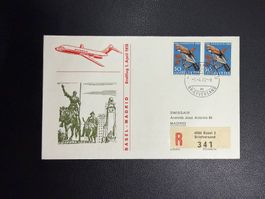 Swissair Erstflugbrief Basel-Madrid 1970