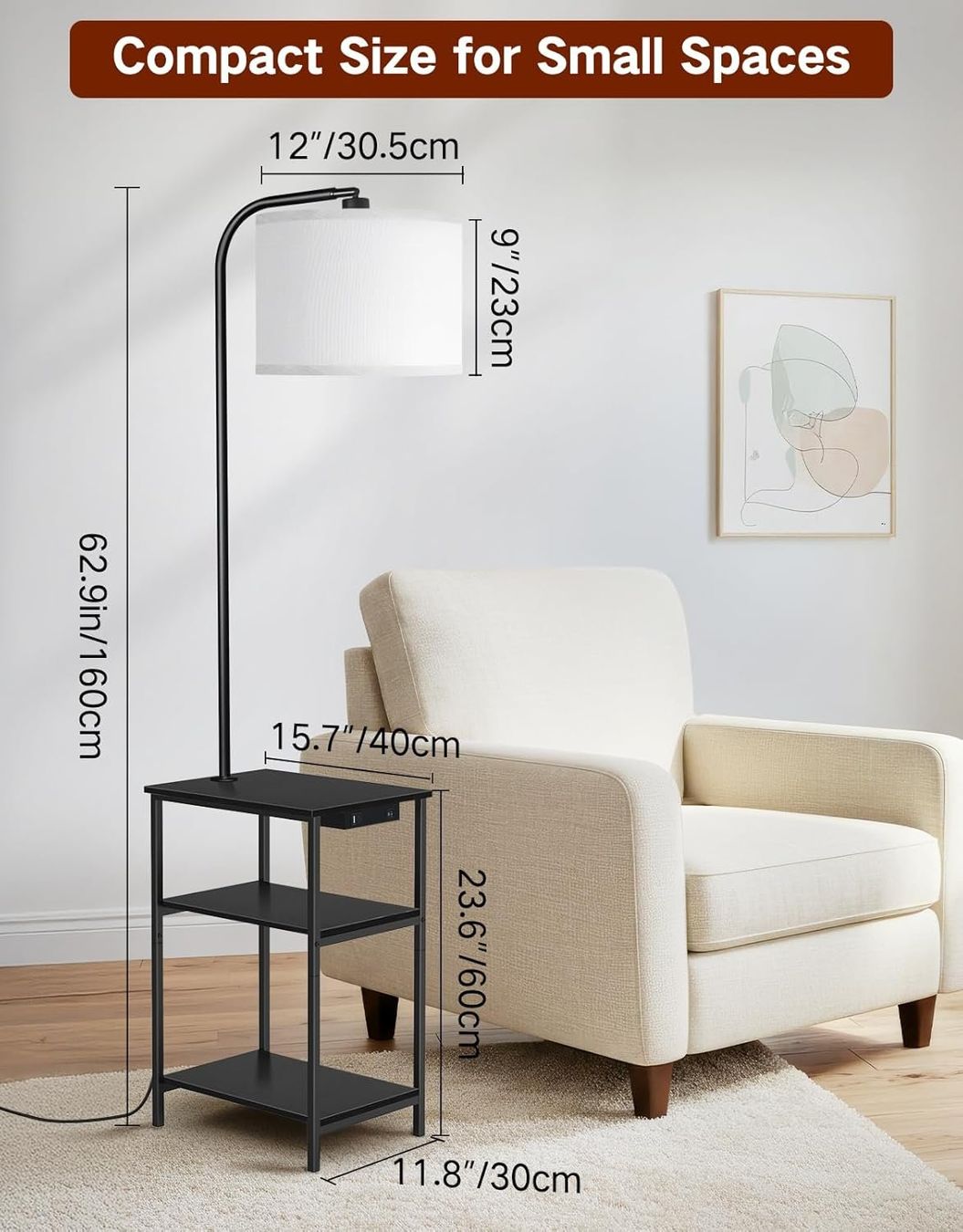 Lampade: Stehlampe Wohnzimmer mit Tisch & Regal – Nuovo e nell'imballaggio originale da Gränichen venduto da omniadeals 6
