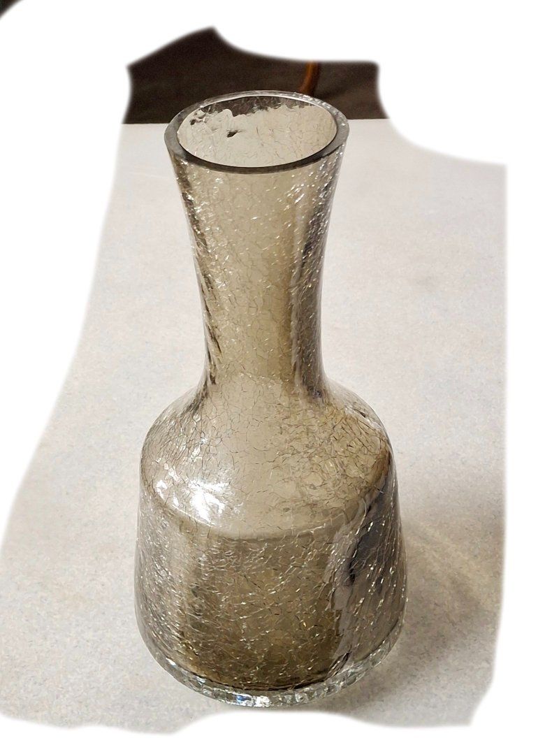 Vasi & Recipienti: Vase krakeliertes Glas, Eisglas, rauchfarben, mid-century – Usato da Weggis venduto da daisyflower