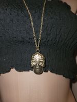 Totenkopf mit Strass, Skull, cranio, mexique, Grind an Kette