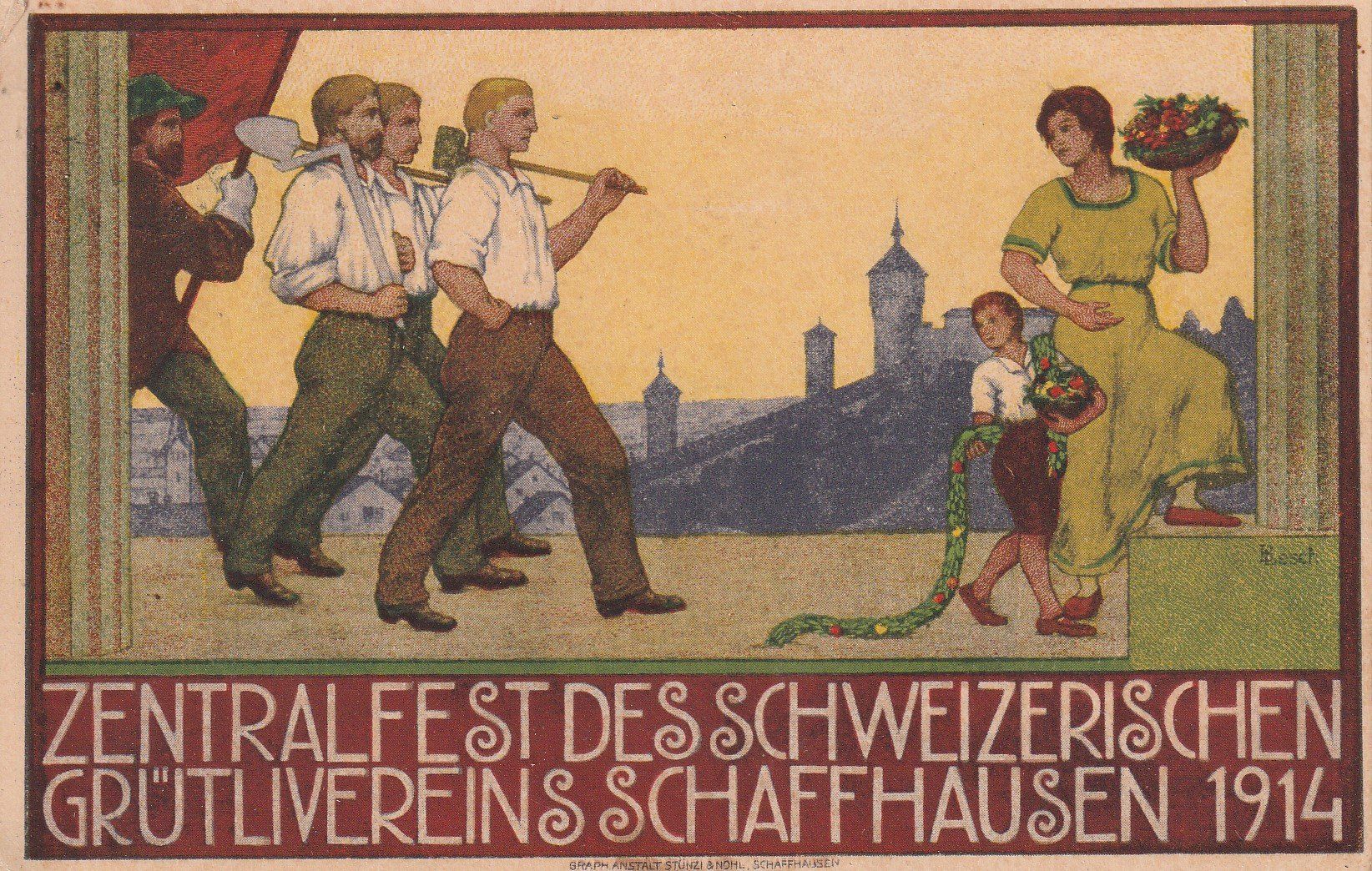 Ansichtskarten: Schaffhausen-Zentralfest Schweizerischen Grütliverein 1914 – Gebraucht aus uttwil von Koehlerfred