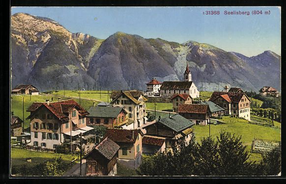 Cartoline postali: AK Seelisberg, Ortspartie mit Kirche – Usato da Berlin venduto da bartko-reher