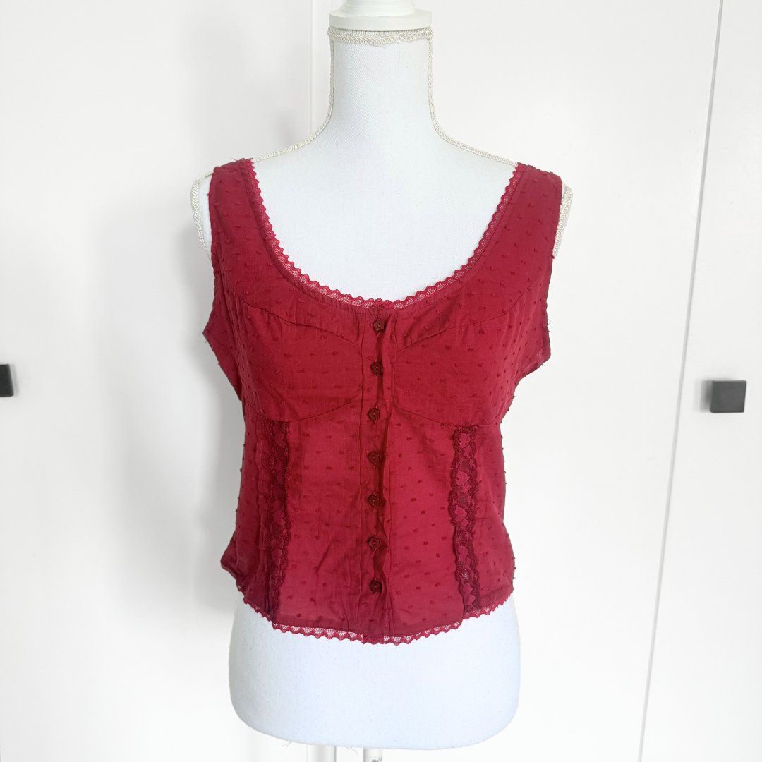 Shein Tops: SHEIN Top Rouge 100% Coton - Taille S - NEUF – Neu (gemäss Beschreibung) aus Vevey von secondlifevevey