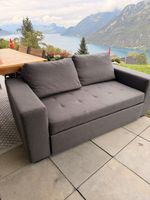 Schlafsofa grau ausziehbar mit zwei Kissen gebrauchter  Zust